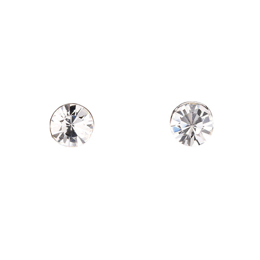 Gemini London Jewellery's Single 7mm Swarovski Stud Earrings - Made with Clear White Swarovski Crystals, Nickel Free, Rhodium Plated Silver Finish.