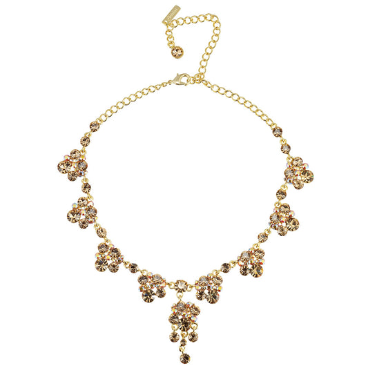 Gold Crystal Necklace, Chandelier Drop